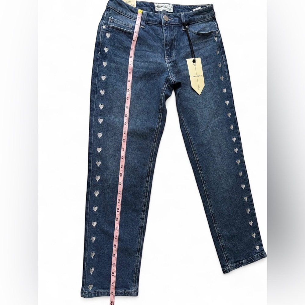 Banjara Straight Leg Jeans Heart Studded Denim Blue Size 3/25 NWT - Picture 2 of 7